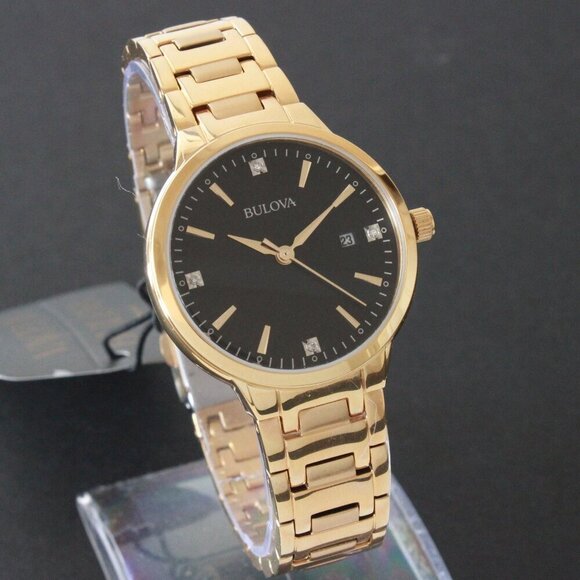 Bulova Ladies Diamond Accent Gold Tones Quartz Watch 32mm - Picture 2 of 13